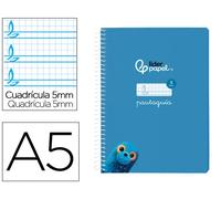 Cuaderno espiral liderpapel din a5 pautaguia tapa blanda 40h 75 gr cuadro pautado 5mm color azul - BC119