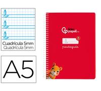 Cuaderno espiral liderpapel din a5 pautaguia tapa blanda 40h 75 gr cuadro pautado 5mm color rojo - BC122
