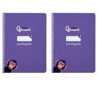 Liderpapel Cuaderno espiral a5 pautaguia tapa blanda 40h 75 gr cuadro pautado 3mm color lila (Paquete de 2)