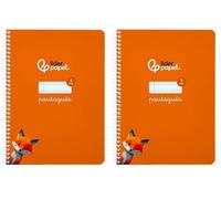 Liderpapel Cuaderno espiral a5 pautaguia tapa blanda 40h 75 gr cuadro pautado 3mm color naranja (Paquete de 2)