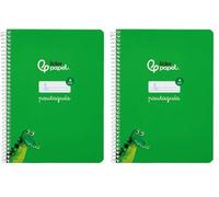 Liderpapel Cuaderno espiral a5 pautaguia tapa blanda 40h 75 gr cuadro pautado 4mm color verde (Paquete de 2)