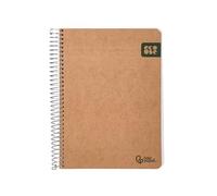 Liderpapel CUADERNO ESPIRAL A5 TAPA CARTULINA KRAFT CONTRACOLADA 120H PAPEL 100% RECICLADO 80 GR LISO