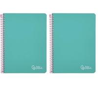 Liderpapel Cuaderno espiral a5 witty tapa dura 80h 90gr cuadro 4mm con margen color turquesa (Paquete de 2)