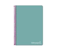 Liderpapel Cuaderno espiral cuarto witty tapa dura 80h 75gr cuadro 4mm con margen color turquesa. - unidad -