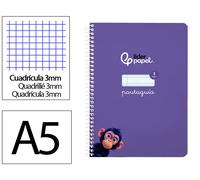 Liderpapel Cuaderno Espiral Pautaguía A5, Tapa Blanda, 40 Hojas 75gr, Cuadro Pautado 3mm, Color Lila