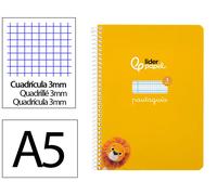 Cuaderno espiral liderpapel din a5 pautaguia tapa blanda 40h 75 gr cuadro pautado 3mm color amarillo - BC106