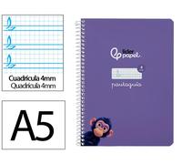 Liderpapel Cuaderno Espiral Pautaguía A5 Tapa Blanda 40 Hojas Cuadro Pautado 4mm Lila