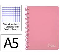 Cuaderno espiral liderpapel din a5 witty tapa dura 80h 90gr cuadro 4mm con margen color rosa - BC58