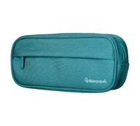 Liderpapel Estuche portatodo Classic Ovalado 2 Cremalleras con Bolsillo Delantero 210x90mm Azul Turquesa.