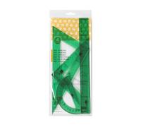 Juego escuadra cartabon regla 30 cm y semicirculo en petaca liderpapel verde - JG01