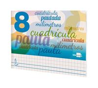 Liderpapel Libreta pautaguia tapa cartoncillo 32 hojas din a5 cuadriculado pautado 8mm apaisada 70 gr - unidad -