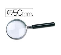 Liderpapel Lupa Cristal Aro Metálico Mango Negro Diámetro 50 MM