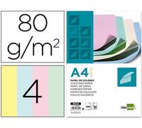 Liderpapel - Papel Color A4 80G/M2 4 Colores Surtidos Paquete De 100