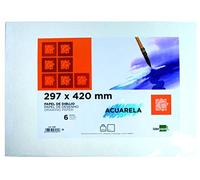 Papel dibujo liderpapel 297x420mm 300g/m2 acuarela pack de 6 hojas - AC02