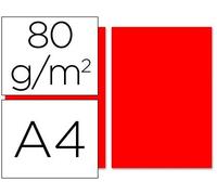 Papel color liderpapel a4 80g/m2 rojo paquete de 100 - PC58