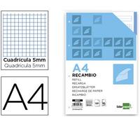 Liderpapel Recambio RE01 A4 – 120 hojas 80 g/m², cuadro 5 mm sin margen, 4 taladros, 5 colores