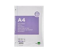 LIDERPAPEL RECAMBIO BLOC A4 200+50 HOJAS 90G/M2 CUADRO 4 MM CON MARGEN 4 TALADROS