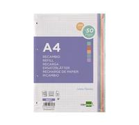 Recambio liderpapel a4 200+50 hojas 90g m2 cuadro 5 mm 4 taladros bandas de 5 colores - RE07