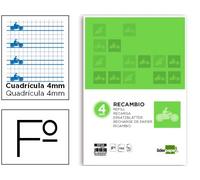 Recambio liderpapel a4 pautaguia 100 hojas 75 g cuadriculado pautado 4 mm con margen 4 taladros - RF24