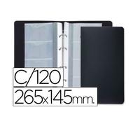 Liderpapel TJ01 - Tarjetero con 4 anillas de 15 fundas, 4 departamentos, 265 x 145 mm