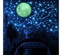 Liderstar Calcomanía de Luna y Estrellas que Brillan en la Oscuridad para Techo, Decoración Luminosa Fluorescente de Pared para Habitaciones Infantiles