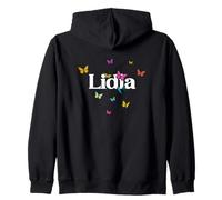 Lidia - Hermoso Nombre de niña con Mariposas Coloridas Sudadera con Capucha