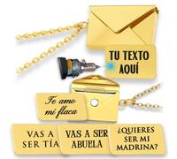 Lidia Pasalodos Colgante Sobre Mensaje - Colgante Carta - Quieres Ser Mi Madrina - Vas a ser Tía - Vas a ser Abuela - Regalos Originales - Collar Personalizado Mujer - Regalos Originales Para Mujer