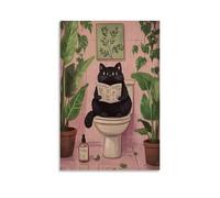 LIDIANWE Póster de inodoro de gato gordo Creatividad en un diseño simple, lienzo de animación, póster decorativo para jóvenes, estética para el hogar, 50 x 75 cm, estilo 2