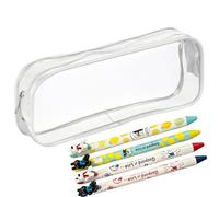 LIDOUK 1 estuche transparente para lápices, de PVC, impermeable, con cremallera, para guardar cosméticos y artículos de papelería, color negro, White, Neceser de maquillaje