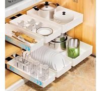 Lidzopas 1 cajón extraíble, estante de almacenamiento de cajones deslizables, estantes de almacenamiento extensibles, cajones deslizantes para despensa de cocina, organizador de gabinete de baño,