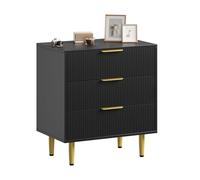 Lidzopas Mesita de noche, mesa auxiliar de 3 cajones, asas y caminos de metal, unidad de almacenamiento que ahorra espacio, armario moderno para sala de estar, entrada, apartamento, 71 x 43 x 76 cm