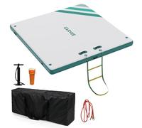 Lidzopas Plataforma flotante inflable de PVC para adultos, alfombrilla de agua resistente, balsa de natación antideslizante, plataforma flotante modular, muelle flotante con escalera, muelle portátil