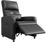 Lidzopas Sillón reclinable con reposapiés ajustable, funciones reclinables, silla reclinable con masaje y calor, sillón ergonómico de piel sintética con bolsillo lateral para sala de estar en casa