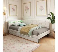 LieABak Cama tapizada para sofá cama de 140 x 200 cm con espacio de almacenamiento, cama individual con 2 cajones, cama de día con cabecero de almacenamiento, cama de invitados con somier, terciopelo