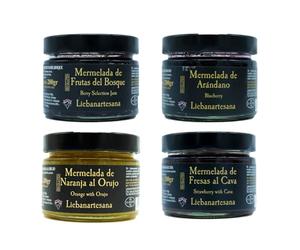 LIEBANARTESANA - Pack Mermeladas Artesanas Pack 4x280g | Arándanos de Cantabria + Fresa al Cava + Frutos del Bosque + Naranja al Orujo | Natural y Tradicional de Cantabria