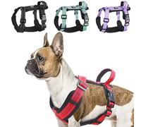 LiebeDD Arnes Perro Pequeño Mediano Grande, Arnes Antitirones Perro, Arnes 3 Puntos Perro con Lineas Reflecantes, Peitoral para Cão, Cómodo Transpirable Arnes Bulldog Frances Dog Harness, Rojo, L