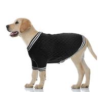 LiebeDD Sudadera para perros - Jersey de punto liso de punto para perros de estilo universitario, cálido y elegante con cuello en V para perro grande, labrador, Pug, Weimaraner, Negro, XXL