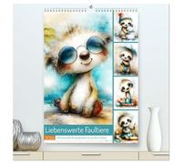 Liebenswerte Faultiere. Verträumte Illustrationen in zarten Farben (hochwertiger Premium Wandkalender 2026 DIN A2 hoch), Kunstdruck in Hochglanz: Mit süßen Faultieren durch die bunten Jahreszeiten