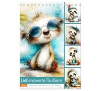 Liebenswerte Faultiere. Verträumte Illustrationen in zarten Farben (Tischkalender 2026 DIN A5 hoch), CALVENDO Monatskalender: Mit süßen Faultieren durch die bunten Jahreszeiten