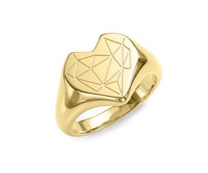 LIEBESKIND Berlin - Anillo para mujer de acero inoxidable con diseño de corazón roto, color dorado, talla 50, elegante joya para cualquier ocasión y el regalo perfecto