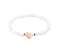 LIEBESKIND Berlin Broken Heart Beads Bracelet - Elegante pulsera de acero inoxidable pulido - Color blanco - con cordón ajustable hasta 17 cm - resistente al agua y respetuoso con la piel