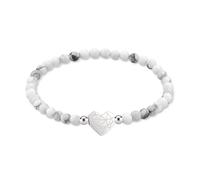 LIEBESKIND Berlin Broken Heart Beads Bracelet - Elegante pulsera de acero inoxidable pulido - Color blanco - con cordón ajustable hasta 17 cm - resistente al agua y respetuoso con la piel