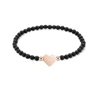 LIEBESKIND Berlin Broken Heart Beads Bracelet - Elegante pulsera de acero inoxidable pulido - negro - con cordón ajustable hasta 17 cm - resistente al agua y agradable para la piel