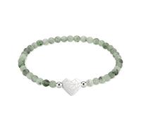 LIEBESKIND Berlin Broken Heart Beads Bracelet - Elegante pulsera de acero inoxidable pulido - verde claro - con cordón ajustable hasta 17 cm - resistente al agua y agradable para la piel