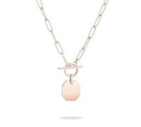 LIEBESKIND BERLIN Collar y pendientes en forma de T para mujer, cadena y pendientes de acero inoxidable con y sin detalles coloridos en plata, oro, oro rosa y negro, 45 cm, Acero inoxidable, No es una
