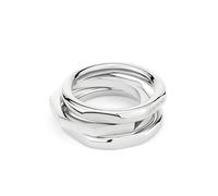 Liebeskind Berlin - Juego de anillos para mujer, tres anillos en uno de acero inoxidable, Gr.58, Acero inoxidable, Sin piedras preciosas