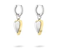LIEBESKIND Berlin Metal Heart Pendientes - Pendientes de acero inoxidable - Bicolor Plata/IP Gold - 2,8 cm - Cierre de bisagra - Resistente al agua y agradable para la piel