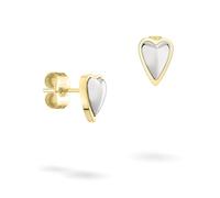 LIEBESKIND Berlin Metal Heart Pendientes - Pendientes de acero inoxidable - Bicolor plata/IP oro - 0,9 cm - Cierre de ranura, impermeable y respetuoso con la piel