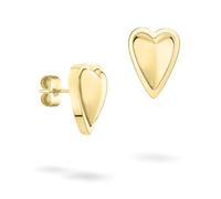 LIEBESKIND Berlin Metal Heart Pendientes - Pendientes de acero inoxidable - Oro IP - 1,5 cm - Cierre de ranura, impermeable y respetuoso con la piel