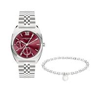 Liebeskind Berlin Set - Reloj de pulsera analógico para mujer con esfera burdeos y pulsera a juego - Plata - Acero inoxidable - Reloj analógico con movimiento de cuarzo - 34 mm - 10 ATM - Resistente a